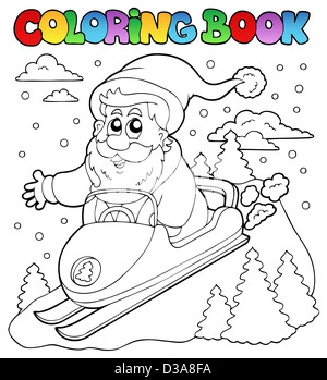 Libro da colorare Santa Claus argomento 4 - tematiche illustrazione. Foto Stock