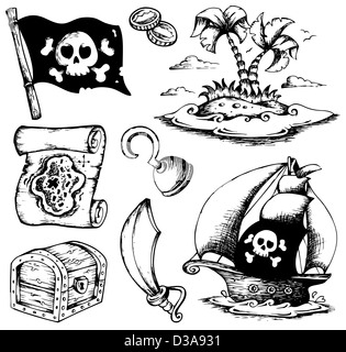 Disegni con tema pirata 1 - foto illustrazione. Foto Stock
