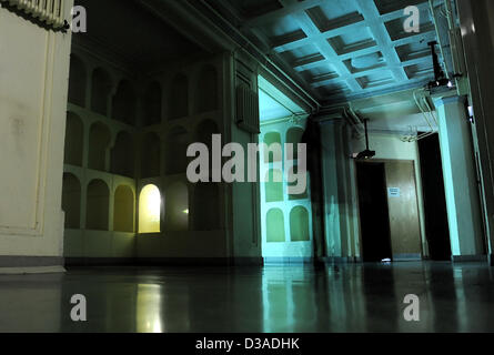 Berlino, Germania. 14 febbraio 2013. L'installazione 'pirits' ancora di noi artisti Lucien Castaing-Taylor e Verena Paravel, parte del gruppo mostra 'onde particelle vs' che è presentato nella sezione Berlinale Forum "Ampliato", si è visto all'silenzioso kulturquartier verde, l'ex "Krematorium nozze", durante la 63a edizione annuale Festival Internazionale del Cinema di Berlino, Berlino, Germania, 14 febbraio 2013. Foto: Britta Pedersen/dpa/Alamy Live News Foto Stock