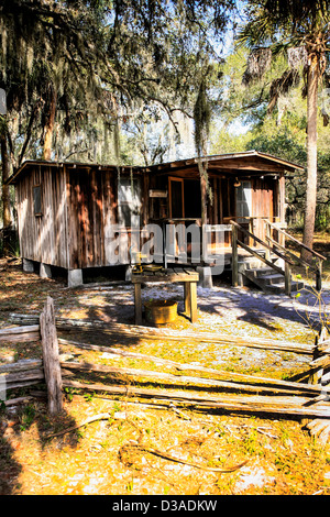 Primi pionieri homestead in cabina esterna Everglades della Florida Foto Stock