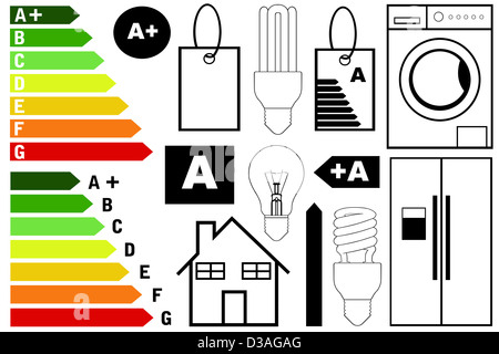 Efficienza energetica elementi Foto Stock