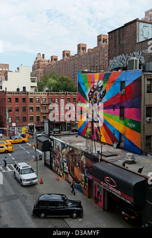 Highline Park fotografie nel distretto di indumento, Chelsea, Manhattan NYC, STATI UNITI D'AMERICA Foto Stock