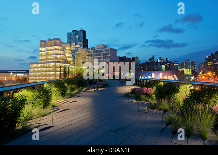 Highline Park fotografie nel distretto di indumento, Chelsea, Manhattan NYC, STATI UNITI D'AMERICA Foto Stock