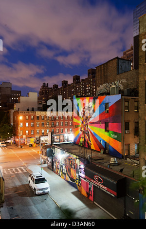 Highline Park fotografie nel distretto di indumento, Chelsea, Manhattan NYC, STATI UNITI D'AMERICA Foto Stock