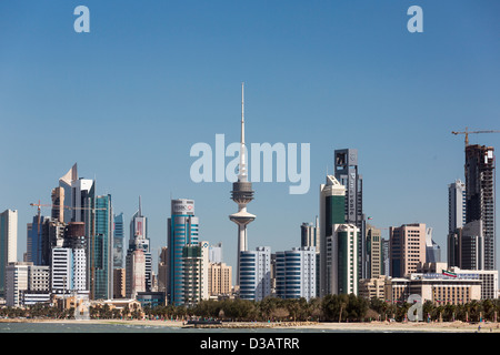 Vista dei grattacieli, Kuwait City, Kuwait Foto Stock