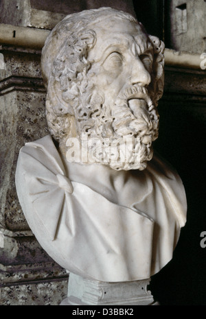 Omero (c.VIII secolo). Il greco poeta epico. Busto. Copia di un originale in formato dal II secolo A.C. Musei Capitolini di Roma, Italia. Foto Stock