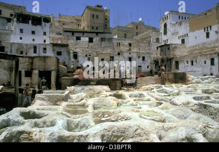 (Dpa) - La foto mostra i conciatori' trimestre nella città di Fez, Marocco, nel 2001. Foto Stock