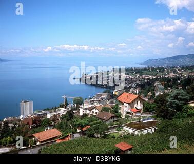 (Dpa file) - Una vista di Vevey sul Lago di Ginevra, Svizzera, luglio 2001. Foto Stock