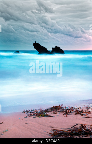 Spiaggia di Es Figueral. Ibiza, Isole Baleari, Spagna Foto Stock