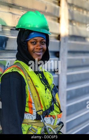 Femmina di lavoratore edile, Manhattan New York City Foto Stock