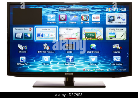 Smart TV con Samsung applicazioni e browser Web Foto Stock