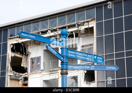 Febbraio 2013 - lavori di demolizione inizia a Bournemouth più odiato edificio, il cinema IMAX e un complesso di svaghi. Foto Stock