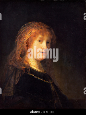 Rembrandt van Rijn Saskia van Uylenburgh moglie dell'artista. 1640 olio su pannello. Il barocco. Gal Nazionale di Washington. Foto Stock