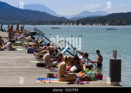 Austria, Carinzia, Klagenfurt am Worthersee, Lago Worthersee Foto Stock