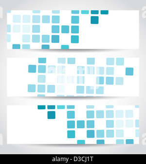 Illustrazione blu set di piastrelle a mosaico cards Foto Stock