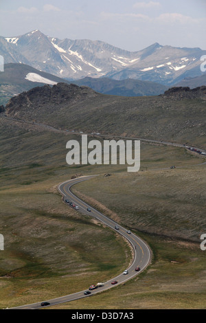 Park road Rocky Mountain National Park in Colorado Foto Stock