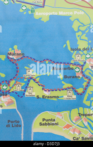 Mappa di Venezia e le isole circostanti della laguna veneta Foto Stock