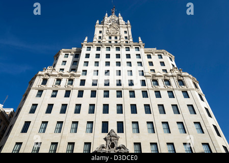 Edificio di Telefonica sulla Gran Via, Madrid, Spagna Foto Stock