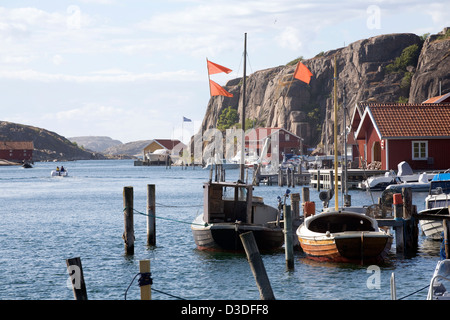 Hamburgsund, Svezia, Bootshaeuser in porto Foto Stock