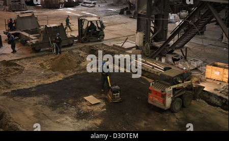 Varsavia, Polonia, lavori di fondazione nel mulino di acciaio ArcelorMittal Warszawa Foto Stock