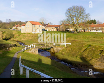 Case nel pittoresco villaggio di Hutton Le Hole North Yorkshire Foto Stock