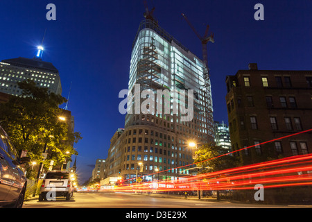 Berkeley Street view al tramonto, Back Bay di Boston, Massachusetts, STATI UNITI D'AMERICA Foto Stock