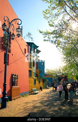 "Caminito street" vista laterale, "La Boca" Città, Buenos Aires, Argentina. Foto Stock