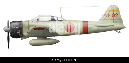 Illustrazione di una Mitsubishi A6M2 pari a zero. Foto Stock