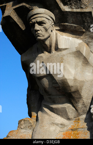 L'Ucraina. La Crimea. Memoriale per la difesa della cava Adzhimushkay, 1982, contro l'occupazione nazista nel 1942. Dettaglio. Foto Stock