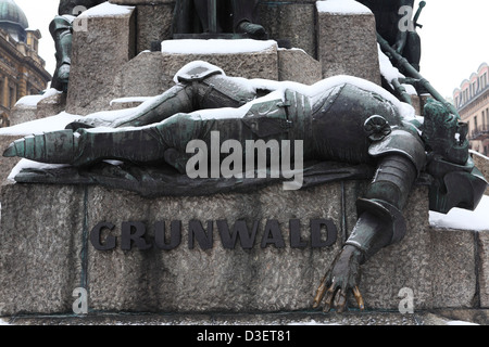 Knight figura sul Grunwald Monumento a Cracovia, Polonia. Foto Stock