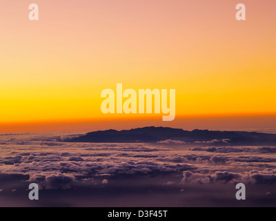 Alba sul Teide, vista di Gran Canaria Isole Canarie Spagna Foto Stock