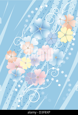 Sfondo bluastro con fiori Foto Stock