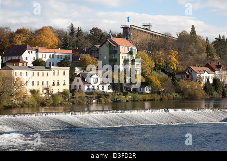 Naumburg, Germania, vista sulla Saale su Bad Koesen Foto Stock