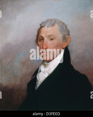 James Monroe c. 1817, dipinta da Gilbert Stuart (American, 1755 - 1828 ) di olio su legno Foto Stock