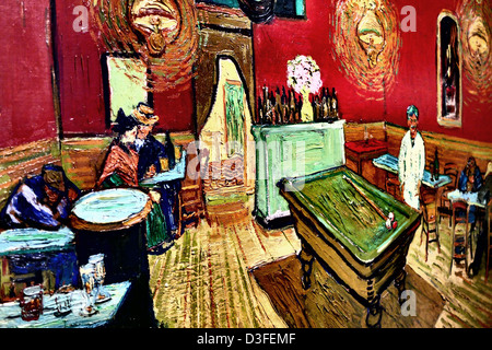 Dettaglio del 'night bar con tavolo da piscina' pittura presso la Yale Art Gallery di New Haven CT Foto Stock