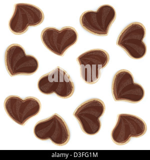 Al cioccolato a forma di cuore i cookie. Isolato su sfondo bianco Foto Stock