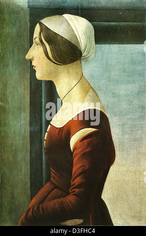 Sandro Botticelli, il Ritratto di una giovane donna 1475 Tempera su pannello. Palazzo Pitti di Firenze Foto Stock