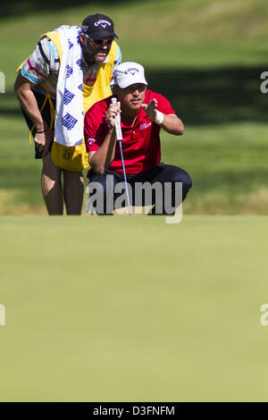 Febbraio 17, 2013 - Los Angeles, California (CA, Stati Uniti - Fredrik Jacobson gioca al round finale del Northern Trust Open a Riviera Country Club il 17 febbraio 2013 in Pacific Palisades, California. (Credito Immagine: © Ringo Chiu/ZUMAPRESS.com) Foto Stock