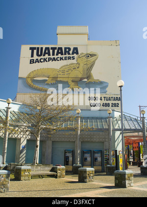 Vista del Tuatara Backpacker's Hotel dal luogo Wachner, Invercargill, Nuova Zelanda Foto Stock