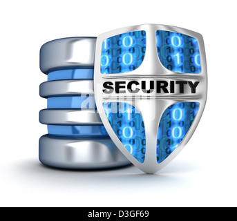 Scudo e database (fatto in 3d) Foto Stock