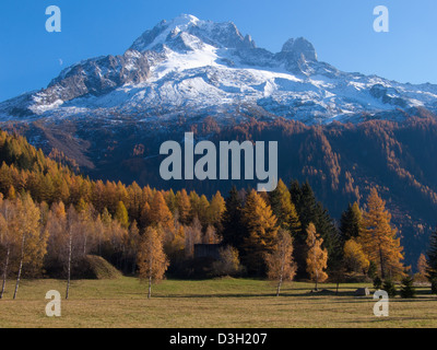 Le Aiguilles Verte et du Dru, Le pianeta, Chamonix Haute Savoie, Francia Foto Stock