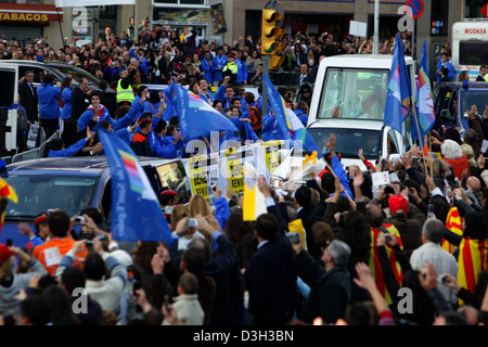 Barcelona, Spagna, Papa Benedetto XVI. Il popemobile Foto Stock