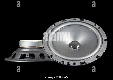 Per altoparlanti per auto mostrata dalla parte anteriore e laterale Foto Stock