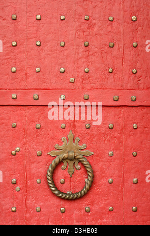 Rosso porta chiodati per Winchester Cathedral Foto Stock