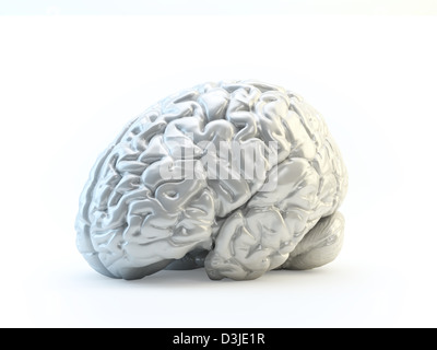 Abstract cervello umano realizzata in metallo lucido - La cognizione e la salute mentale concetto Foto Stock