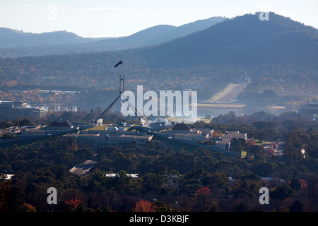 Vista della Casa del Parlamento su Capital Hill Canberra Australia Foto Stock