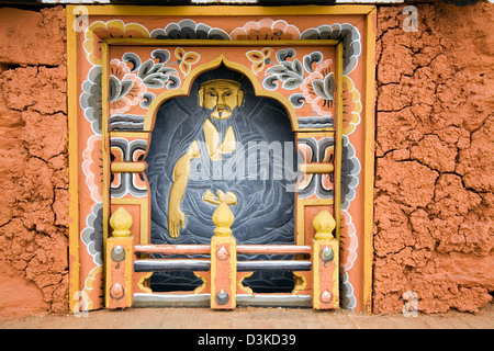 Scolpiti dieties buddista, Druk Wangyal, Dochu La, tra Thimphu e Punakha, Bhutan, Asia Foto Stock