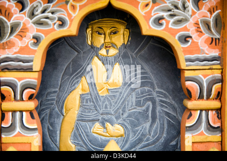 Scolpiti dieties buddista, Druk Wangyal, Dochu La, tra Thimphu e Punakha, Bhutan, Asia Foto Stock