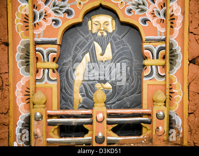 Scolpiti dieties buddista, Druk Wangyal, Dochu La, tra Thimphu e Punakha, Bhutan, Asia Foto Stock