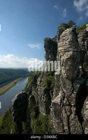 Rathen, Germania, il bastione dell'Elba montagne di arenaria Foto Stock